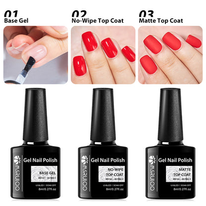 Base Top Coat Gel Polish Semi Permanent Soak Off UV Gel LED Nail Art Varnish, Durable Base Gel Top Coat Gel Varnish Man