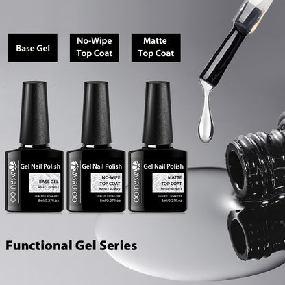 Base Top Coat Gel Polish Semi Permanent Soak Off UV Gel LED Nail Art Varnish, Durable Base Gel Top Coat Gel Varnish Man