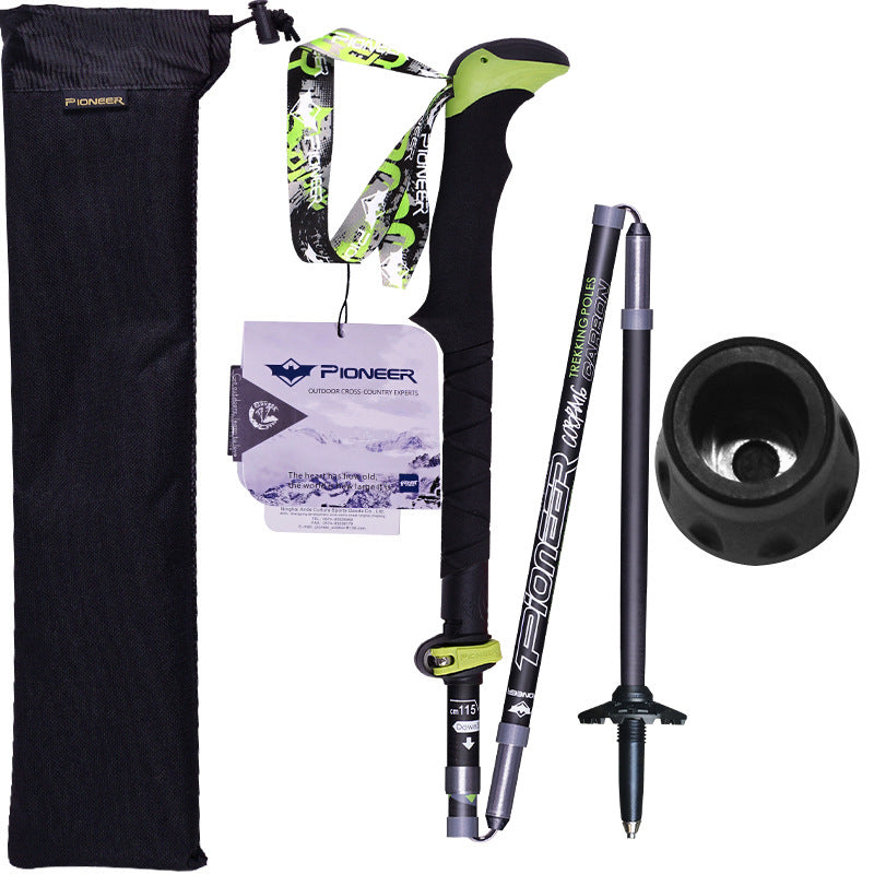 Ultralight Folding Trekking Poles Carbon Fiber Hiking Pole Pioneer Quick Lock Walking Stick for Outdoor Running and Race