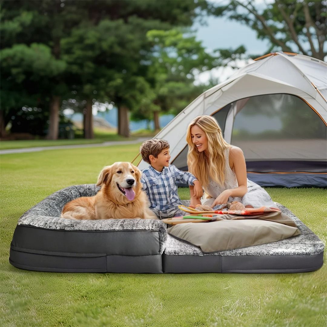 Human Size Giant Orthopedic Dog Bed 180cm Plush Foldable Calming Bed For Pets And Adults 3