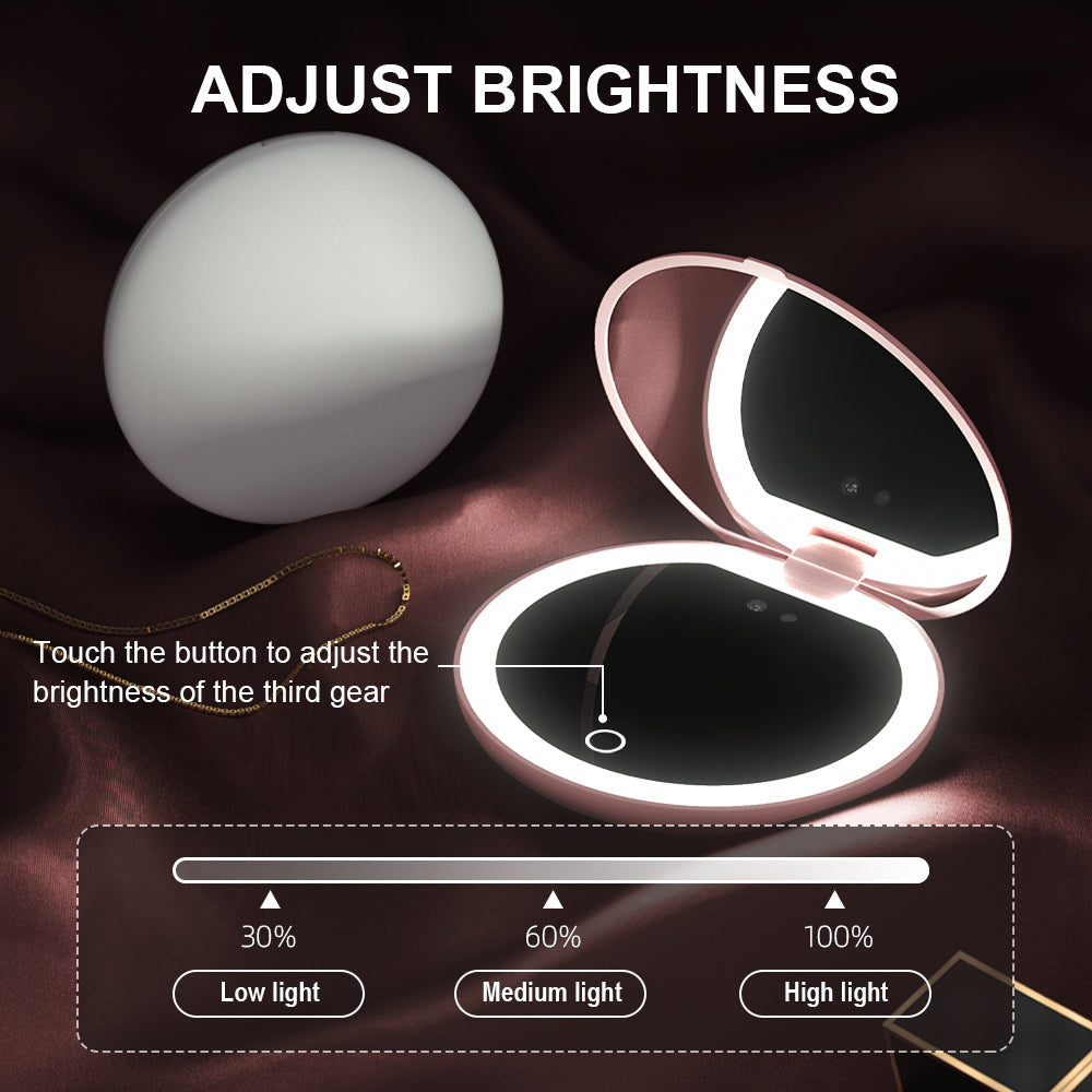 Smart UV Sunscreen Detection Mirror with LED Lights, Portable Rechargeable Makeup Mirror for Flawless Application