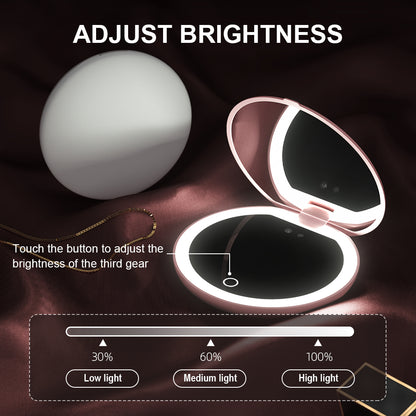 Smart UV Sunscreen Detection Mirror with LED Lights, Portable Rechargeable Makeup Mirror for Flawless Application