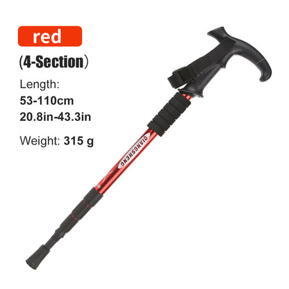 Lightweight Camping Climbing Trekking Stick, Outdoor Folding Trekkings Pole, 4 Section Portable Walking Hiking Stick