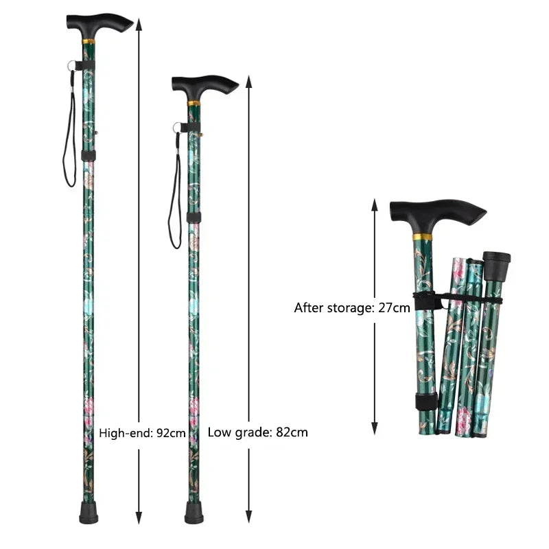 Retractable Cane Hiking Pole Folding Cane Hiking Camping Hiking Pole Printing Cane Lightweight Crut 1