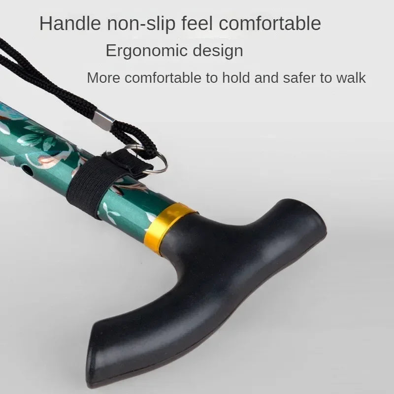 Retractable Cane Hiking Pole Folding Cane Hiking Camping Hiking Pole Printing Cane Lightweight Crut 3