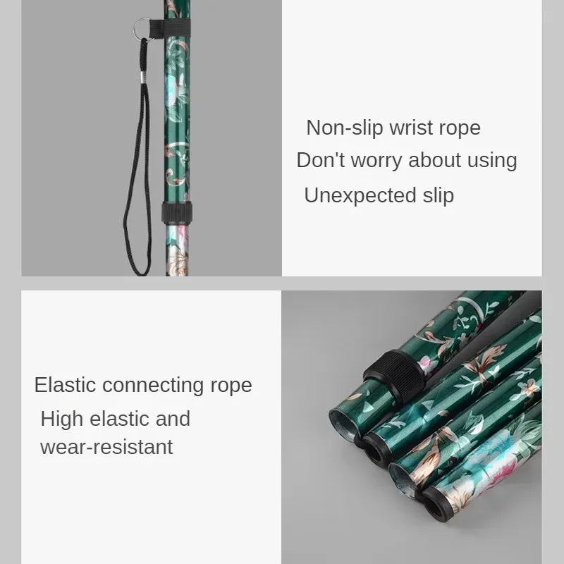 Retractable Cane Hiking Pole Folding Cane Hiking Camping Hiking Pole Printing Cane Lightweight Crut 4