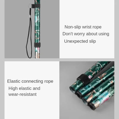 Retractable Cane Hiking Pole Folding Cane Hiking Camping Hiking Pole Printing Cane Lightweight Crut 4