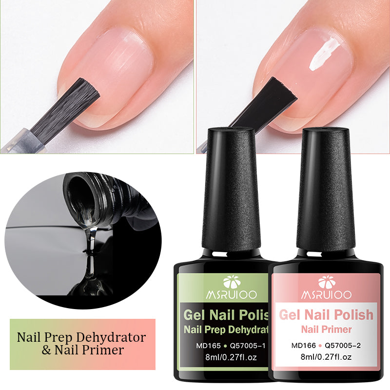 Nail Primer & Nail Prep Dehydrate, Base & Top Coat Gel Nail Polish, No Need UV LED Lamp, Professional Nail Art Varnish