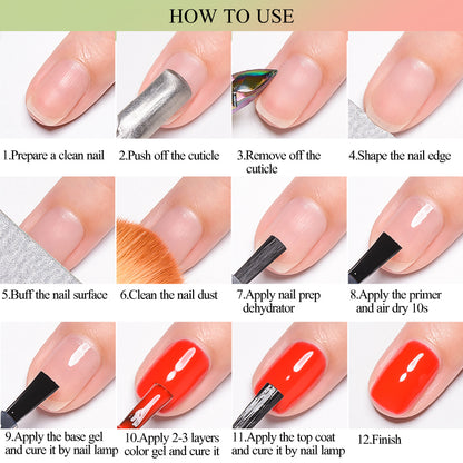 Nail Primer & Nail Prep Dehydrate, Base & Top Coat Gel Nail Polish, No Need UV LED Lamp, Professional Nail Art Varnish