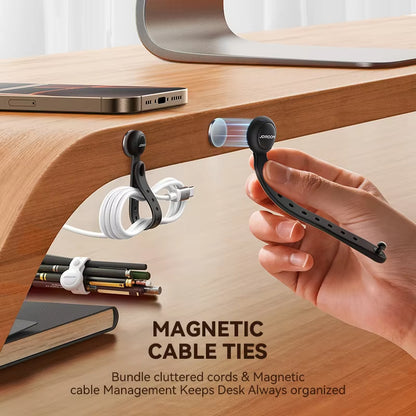 6PCS Magnetic Cable Management Ties, 11cm Adjustable Hook, Loop Organizer Straps for Home & Office Wire Organizer
