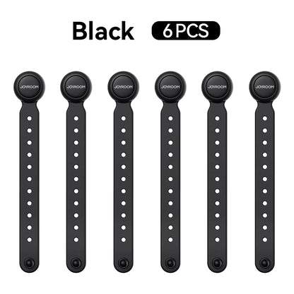6PCS Magnetic Cable Management Ties, 11cm Adjustable Hook, Loop Organizer Straps for Home & Office Wire Organizer