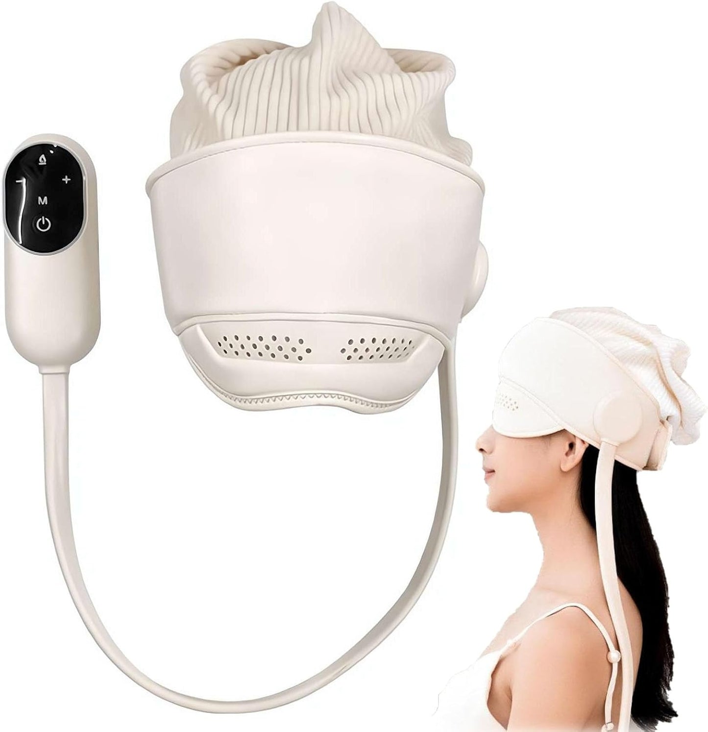 Electric Air Pressure Head Massager with Graphene Heating, 6 Zone Scalp & Eye Massager for Stress Relief, Migraine