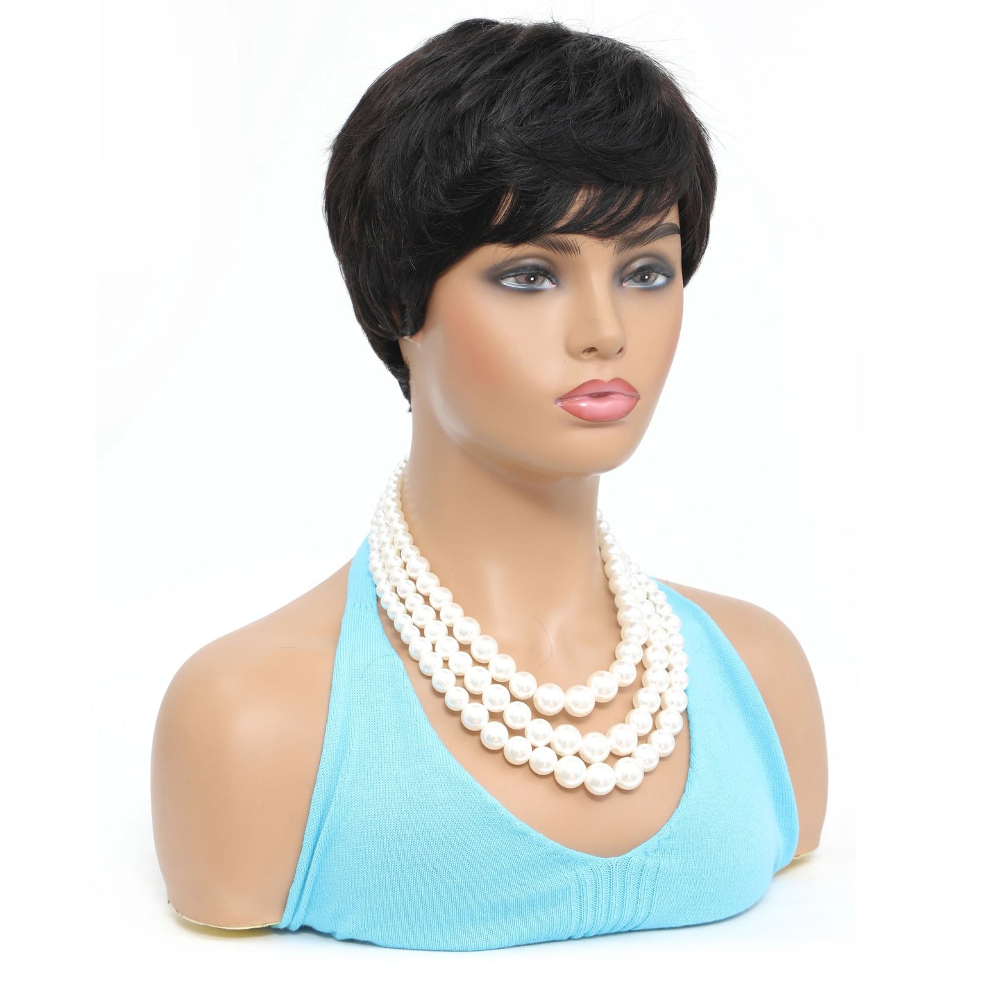 Pixie Cut Human Hair Wig With Bangs Short Bob Layered Brazilian Wig For Women 3