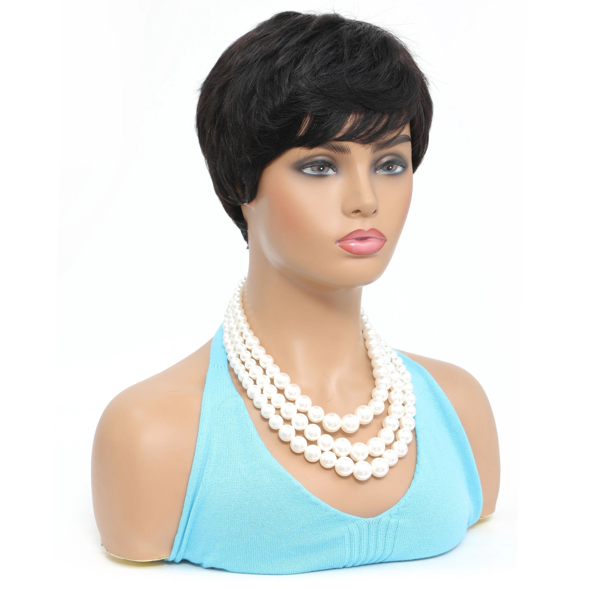 Pixie Cut Human Hair Wig With Bangs Short Bob Layered Brazilian Wig For Women 3