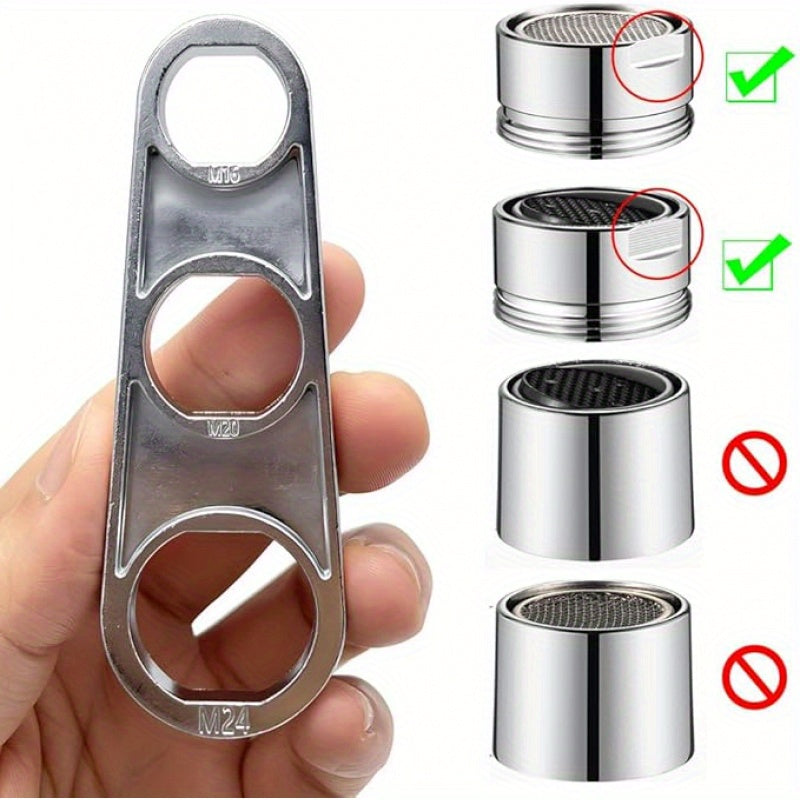 2-in-1 Faucet Aerator Wrench, Bubbler Tool, Professional Water Flow Adjusting Kit for Plumber, Home Bathroom Faucets