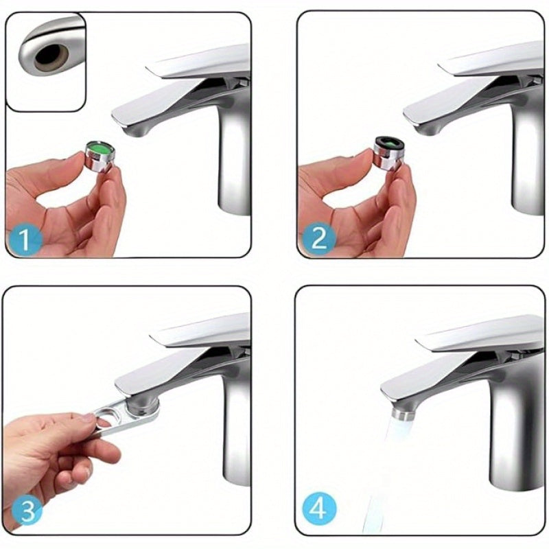 2-in-1 Faucet Aerator Wrench, Bubbler Tool, Professional Water Flow Adjusting Kit for Plumber, Home Bathroom Faucets