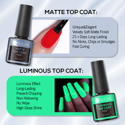 Clear Base Top Coat Luminous UV Gel Kit Semi Permanent Soak Off UV Gel Nail Polish LongLasting Mani 2