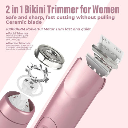 2-in-1 Electric Shaver, Epilator for Women, Painless Hair Removal for Body, Legs, Face, Bikini Line & Mustache