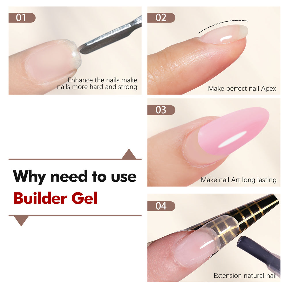 Hard Gel Builder in a Bottle Low Heat UV Nail Extension Clear Builder Modelling Leveling Structure Nails