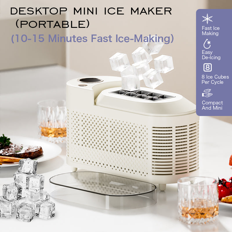 Portable Small Ice Maker Machine, Mini Automatic Cube Ice Maker for Home, Office, Dorm, Camping & Car