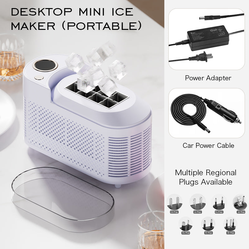 Portable Small Ice Maker Machine, Mini Automatic Cube Ice Maker for Home, Office, Dorm, Camping & Car