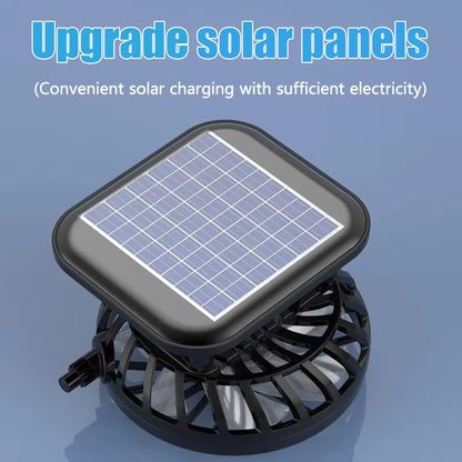 Solar Fan Hat for Outdoor Camping, Fishing, Hiking, Portable Wide Brim Sun Hat with USB/Solar Charging, 3-Speed Fans