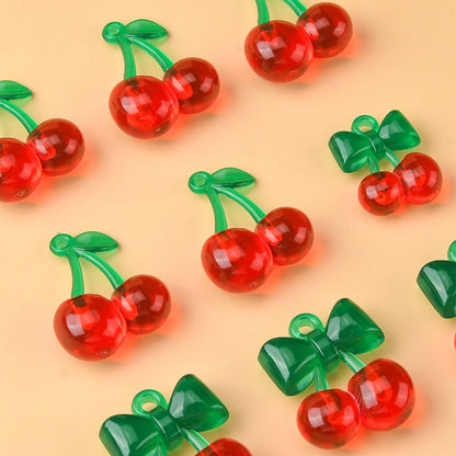 10Pcs 2 Styles Transparent Acrylic Red Cherry Pendants for Women, DIY Jewelry Making Accessories for Bracelet & Necklace