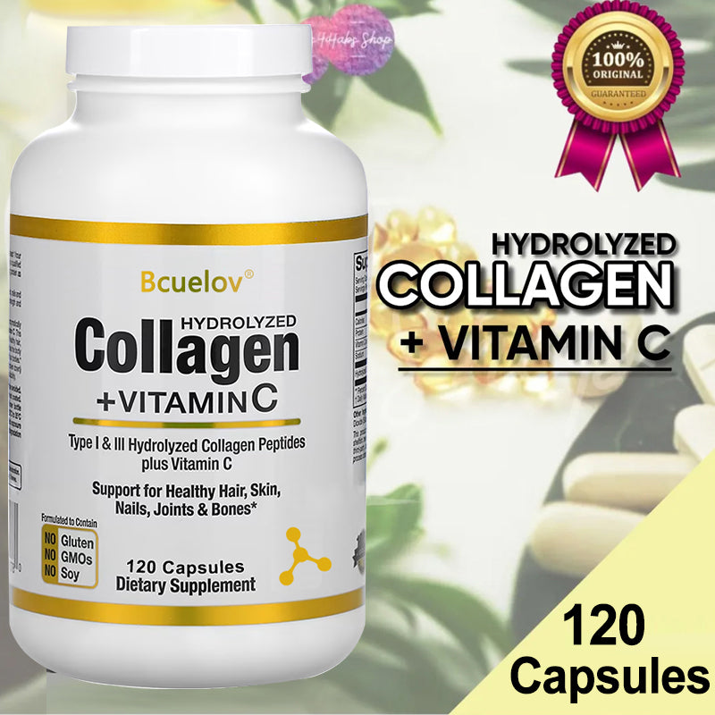 Bcuelov Hydrolyzed Collagen Type I III With Vitamin C Boost Skin Elasticity Hair Nails Joint Bone H 2