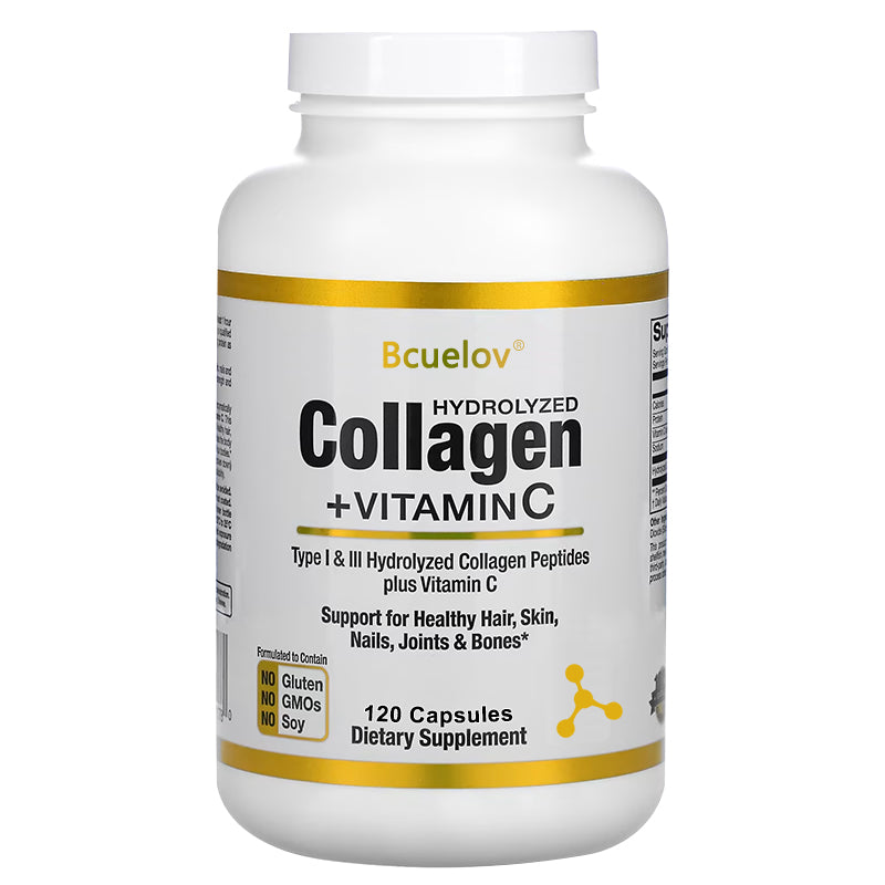 Bcuelov Hydrolyzed Collagen Type I III With Vitamin C Boost Skin Elasticity Hair Nails Joint Bone H 5