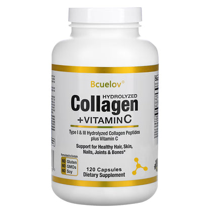 Bcuelov Hydrolyzed Collagen Type I III With Vitamin C Boost Skin Elasticity Hair Nails Joint Bone H 5