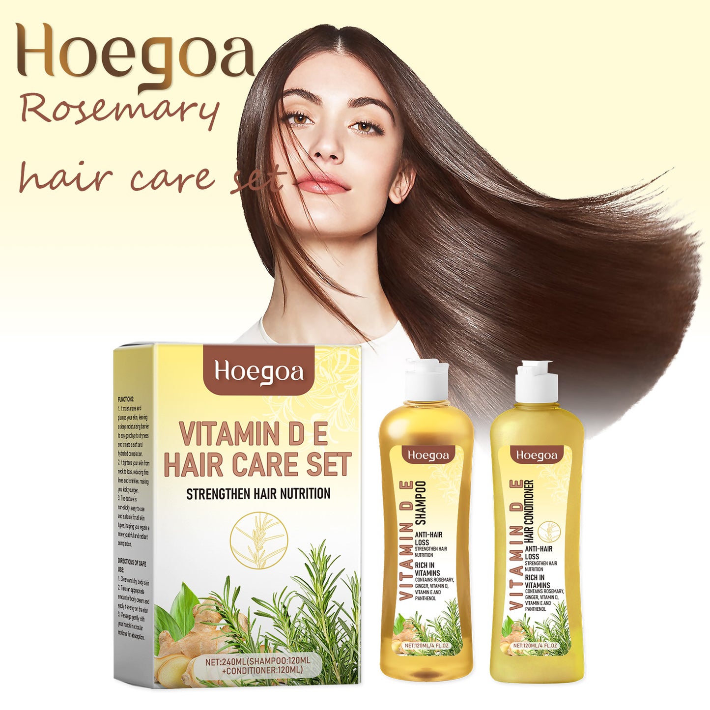 Vitamin E Hair Care Set, Natural Rosemary for Hair Growth, Enhance Fullness, Strengthening Root Softening Hair
