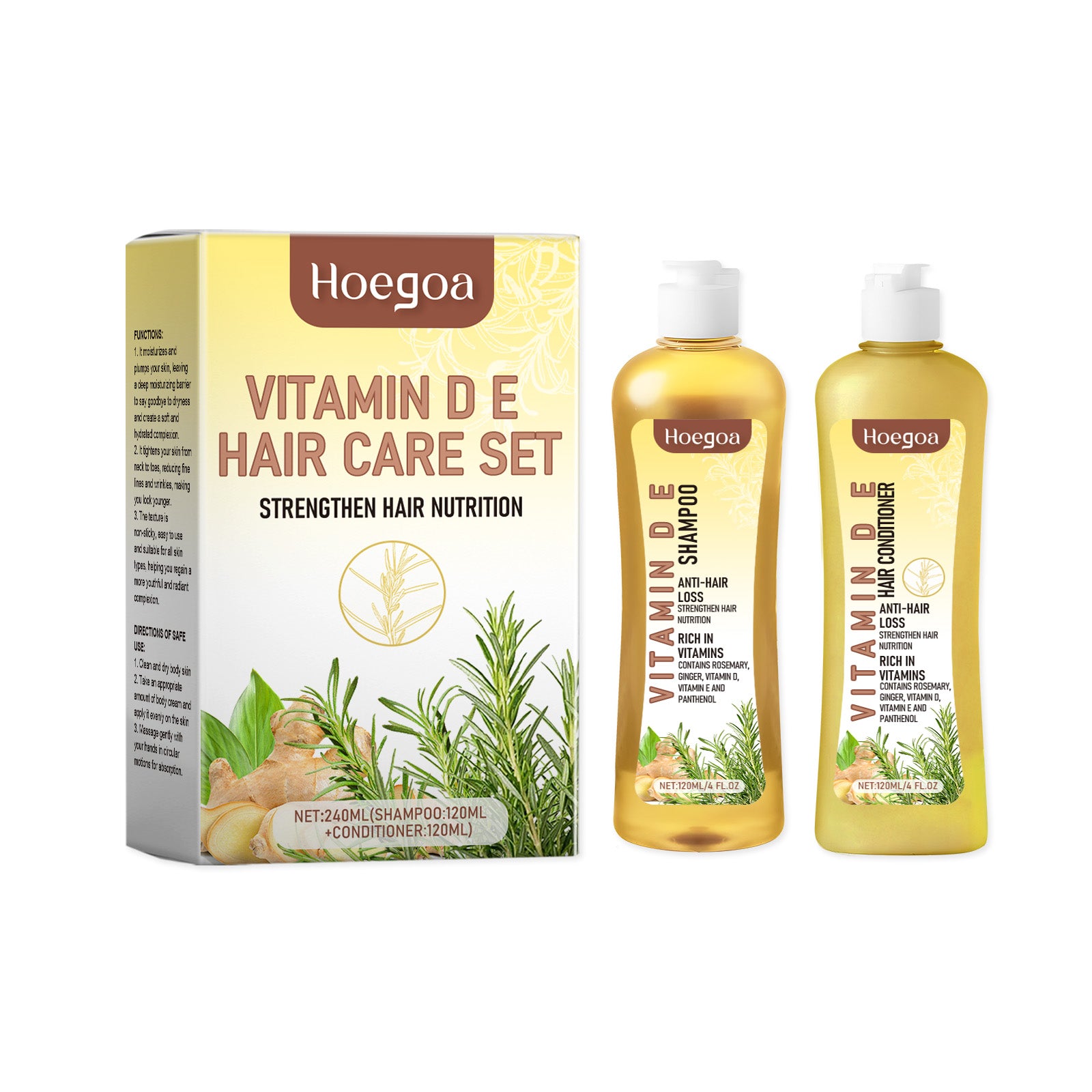 Vitamin E Hair Care Set Natural Rosemary For Hair Growth Enhance Fullness Strengthening Root Soften 6