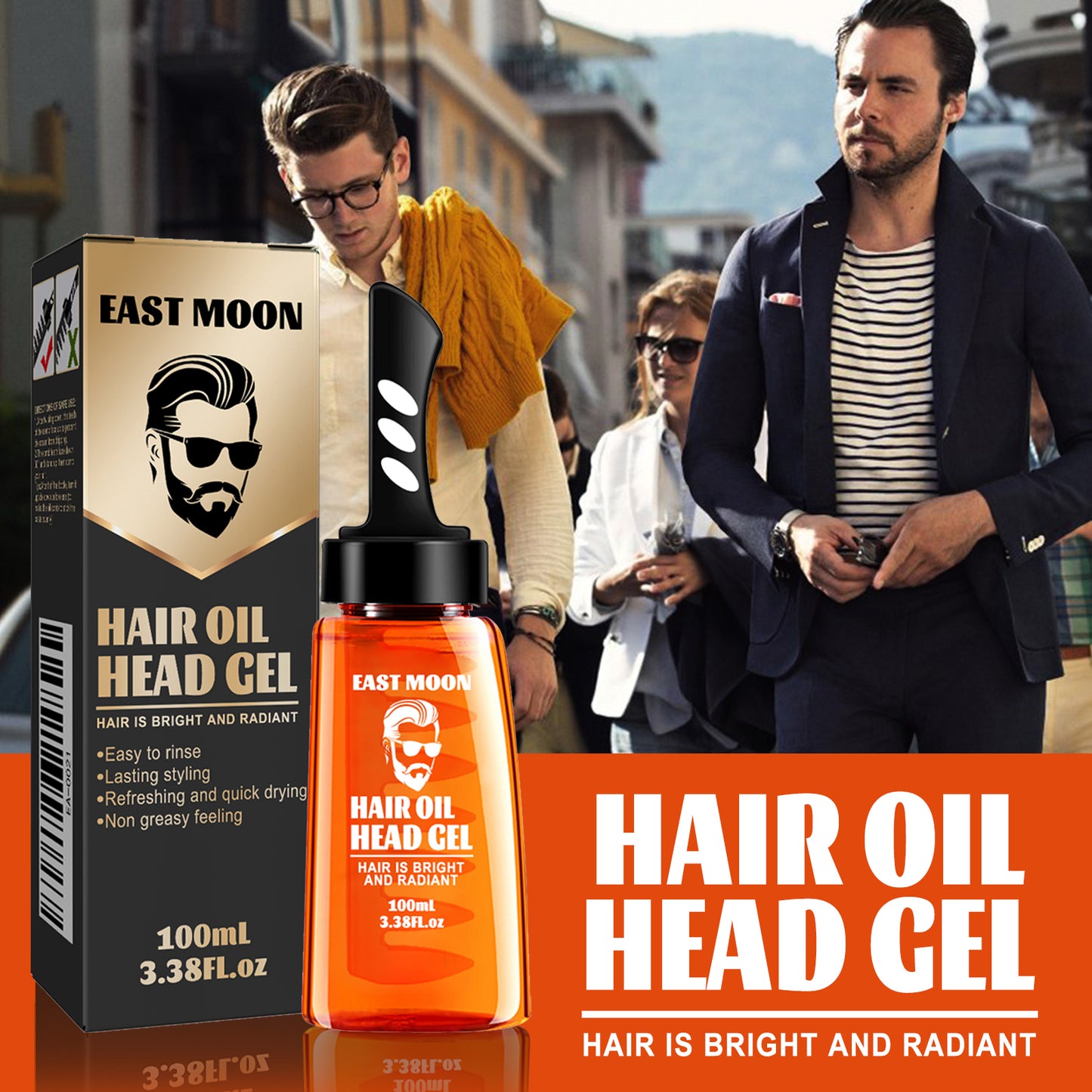 East Moon Mens Hair Wax Comb, Retro Pompadour Styling Kit with Long-Lasting Hold & Hydrating Grooming