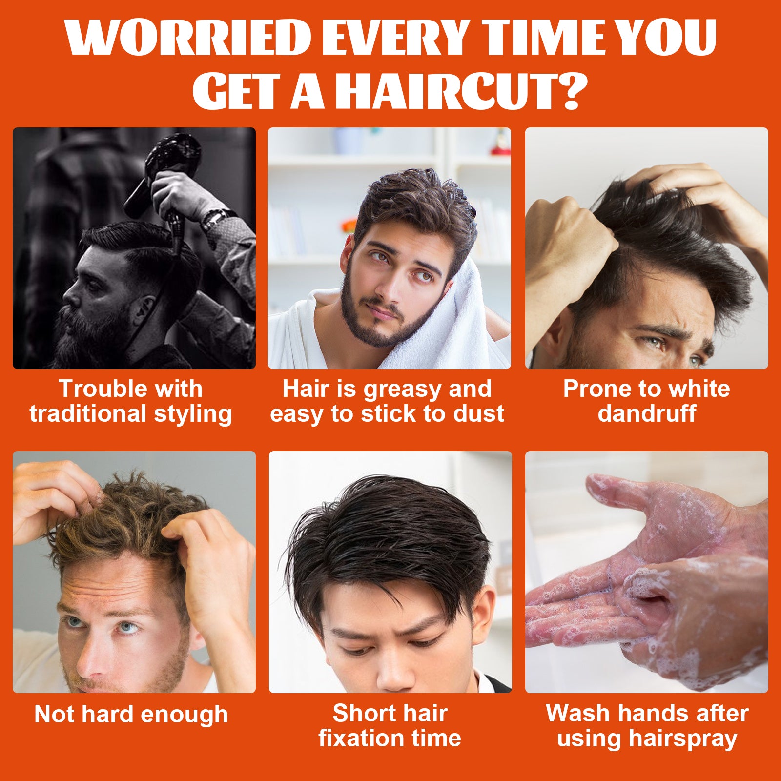East Moon Mens Hair Wax Comb, Retro Pompadour Styling Kit with Long-Lasting Hold & Hydrating Grooming