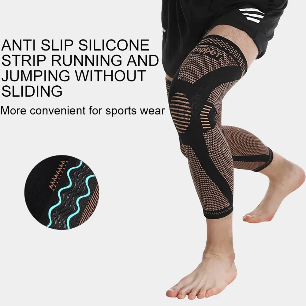 Full Leg Compression Sleeve, Copper Knee Support for Thigh Knee Calf, Reduce Varicose Veins Swelling
