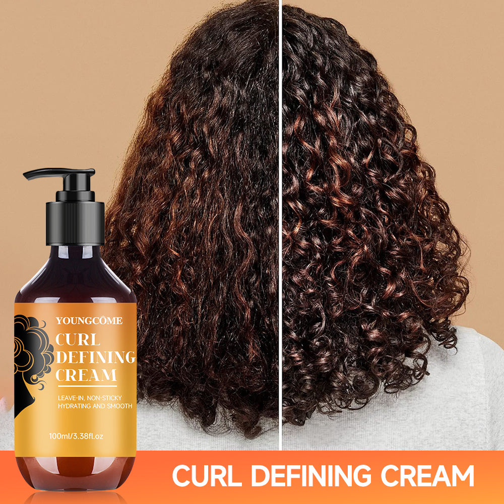YOUNGCOME Curl Defining Cream with Argan Oil, 100ml Hair Moisturizer for Wavy & Curly Hair, Deep Conditioning