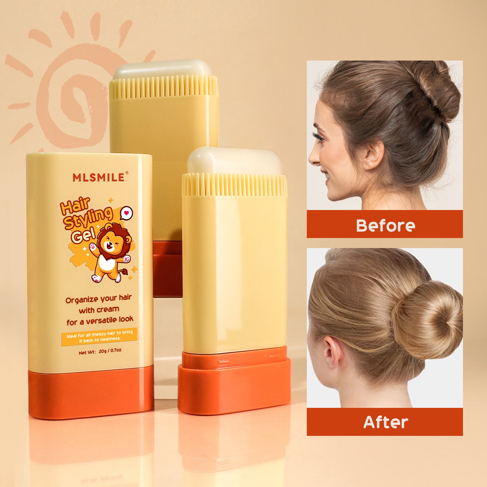Professional Hair Wax Stick for Wigs, Fix Flyaways, Frizz, Broken Hairs for Men, Women, Children, Fluffy Hair Styling