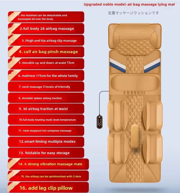 RelaxEase Heated Vibration Full Body Massage Mat With Remote Control 5