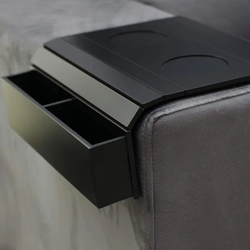 Foldable Bamboo Sofa Armrest Tray With Cup Holder 2