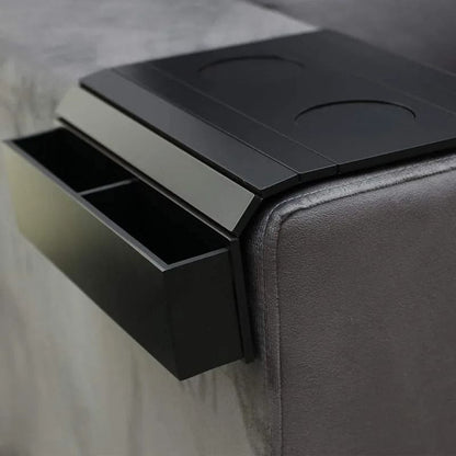 Foldable Bamboo Sofa Armrest Tray With Cup Holder 2