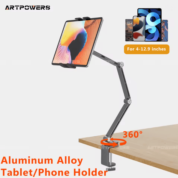 FlexMount Adjustable Tablet Holder Stand for Desk and Phone