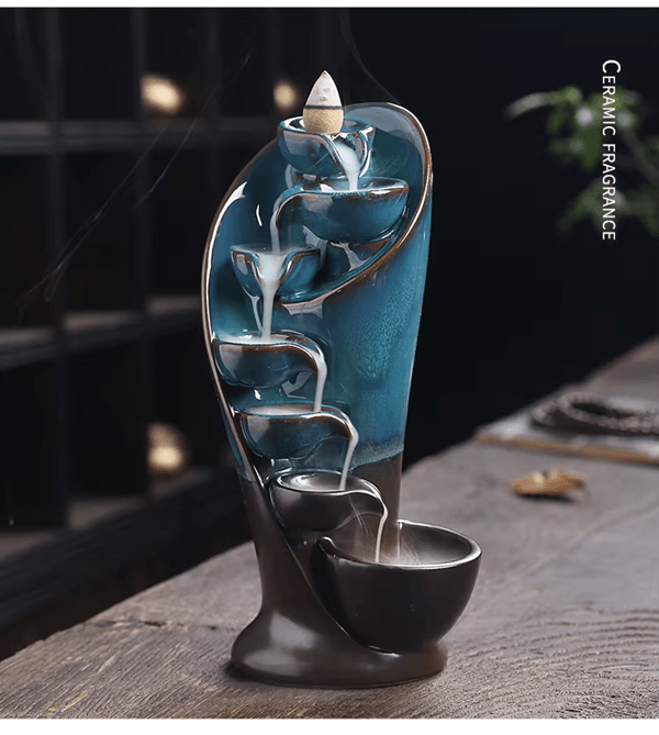 Handmade Ceramic Waterfall Incense Burner Torch Design