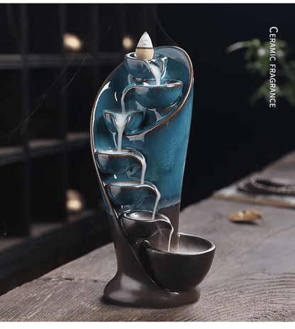 Handmade Ceramic Waterfall Incense Burner Torch Design