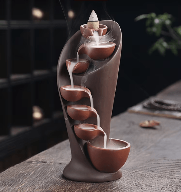 Handmade Ceramic Waterfall Incense Burner Torch Design 3