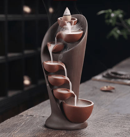 Handmade Ceramic Waterfall Incense Burner Torch Design 3