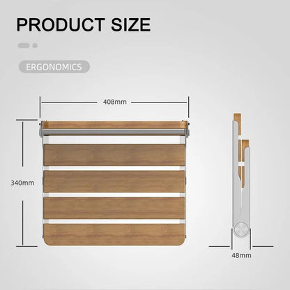 Wall Mounted Folding Wooden Shower Seat 3