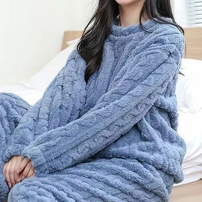 Velvet Ribbed Fleece 2 Piece Lounge Set For Women 9