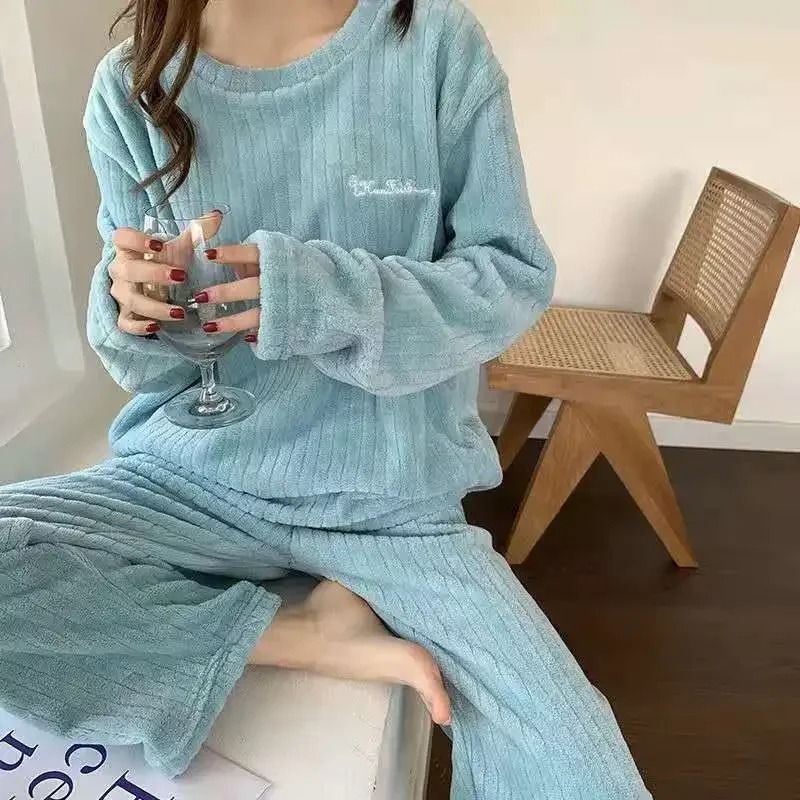 Velvet Ribbed Fleece 2 Piece Lounge Set For Women 10