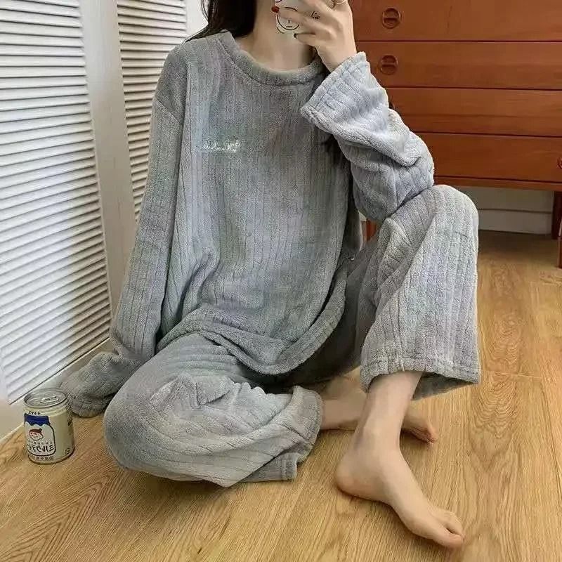 Velvet Ribbed Fleece 2 Piece Lounge Set For Women 11