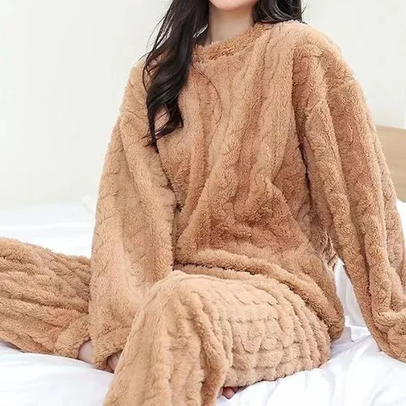 Velvet Ribbed Fleece 2 Piece Lounge Set For Women 14